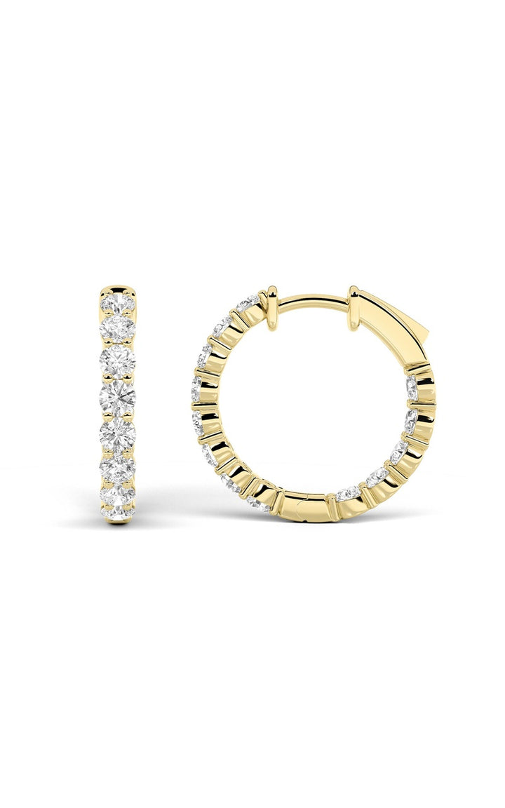 2Cttw Round Shaped Lab Grown Diamond Inside Out Hoop Earrings in 14K Gold (F/VS)