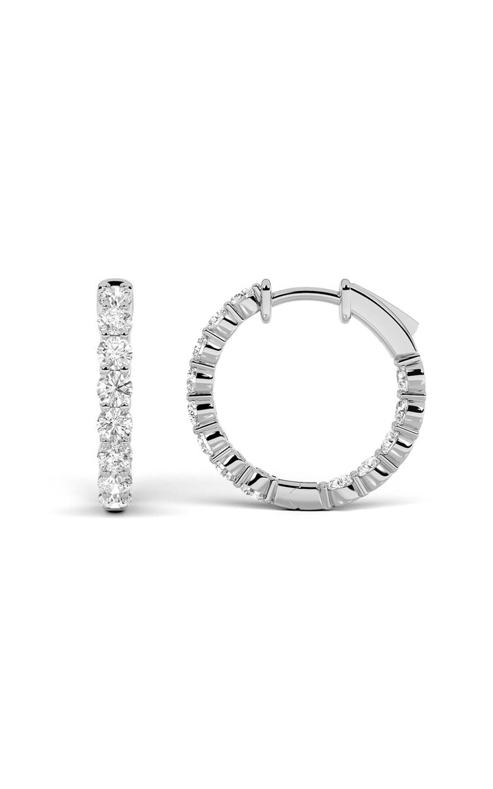3Cttw Round Shaped Lab Grown Diamond Inside Out Hoop Earrings in 14K Gold (F/VS)