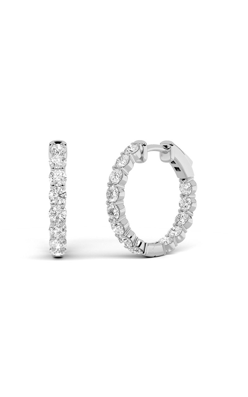 3Cttw Round Shaped Lab Grown Diamond Inside Out Hoop Earrings in 14K Gold (F/VS)