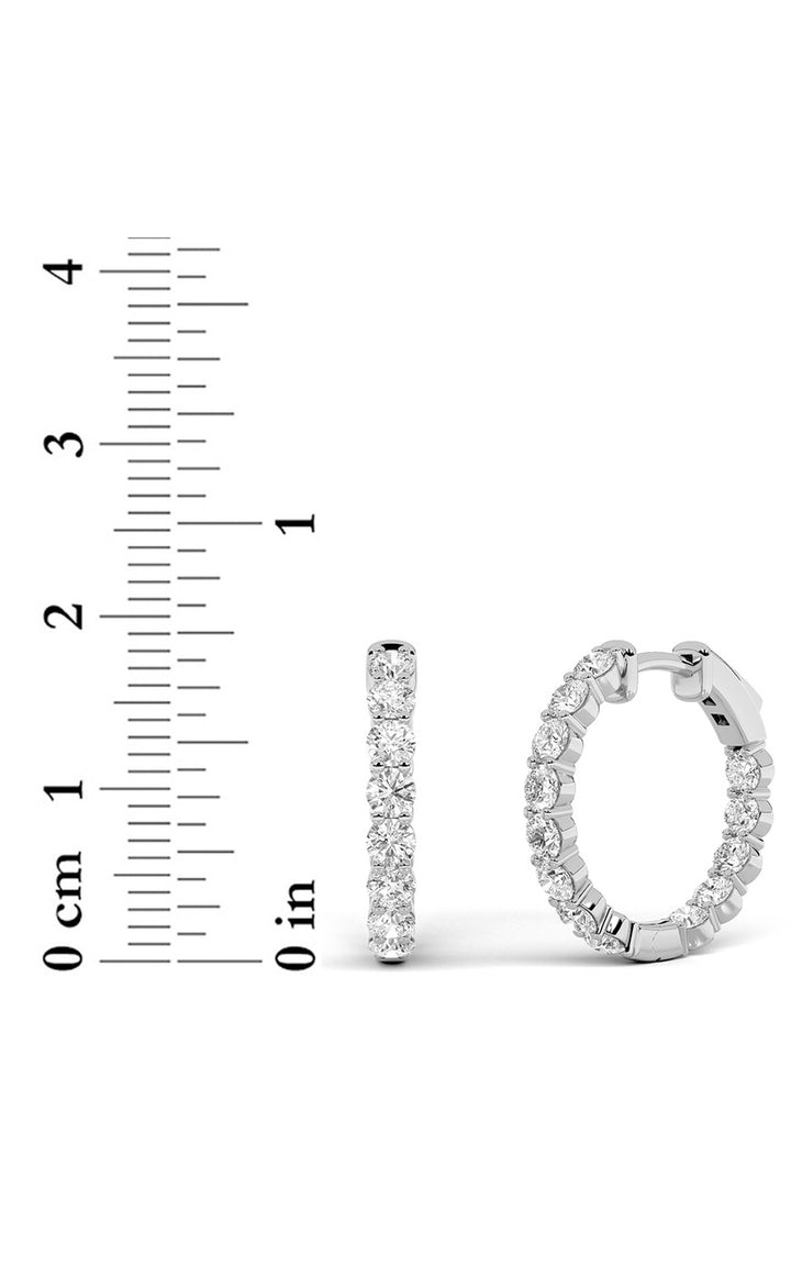 3Cttw Round Shaped Lab Grown Diamond Inside Out Hoop Earrings in 14K Gold (F/VS)