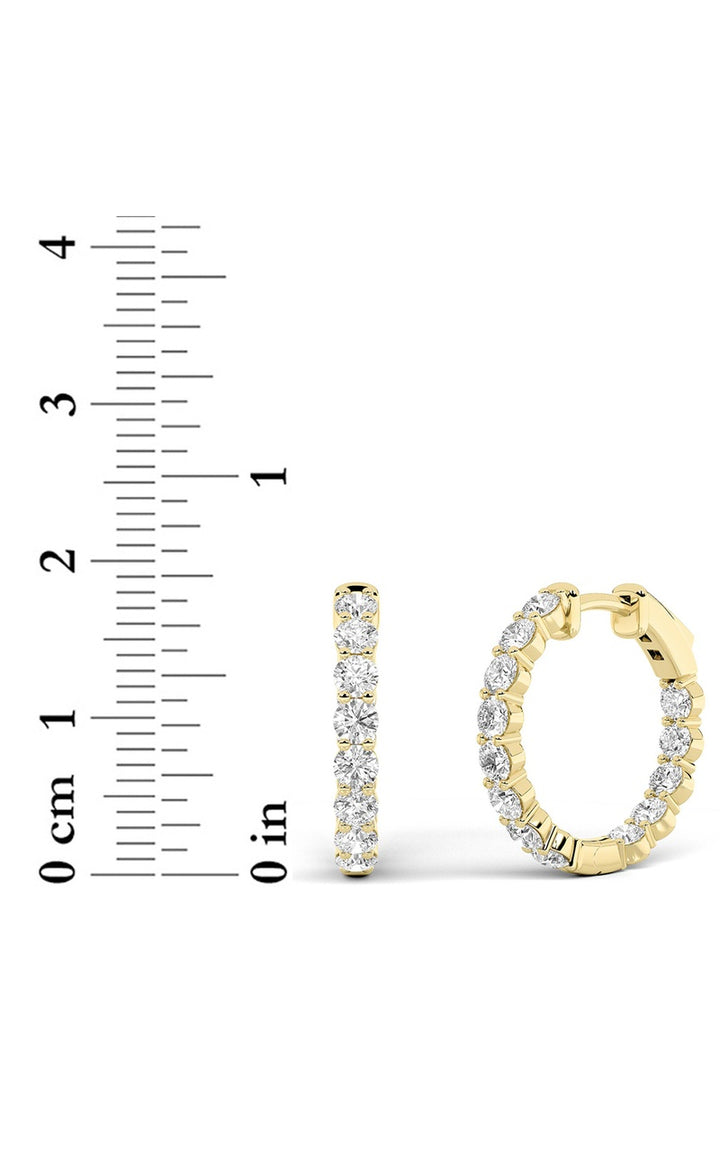 3Cttw Round Shaped Lab Grown Diamond Inside Out Hoop Earrings in 14K Gold (F/VS)