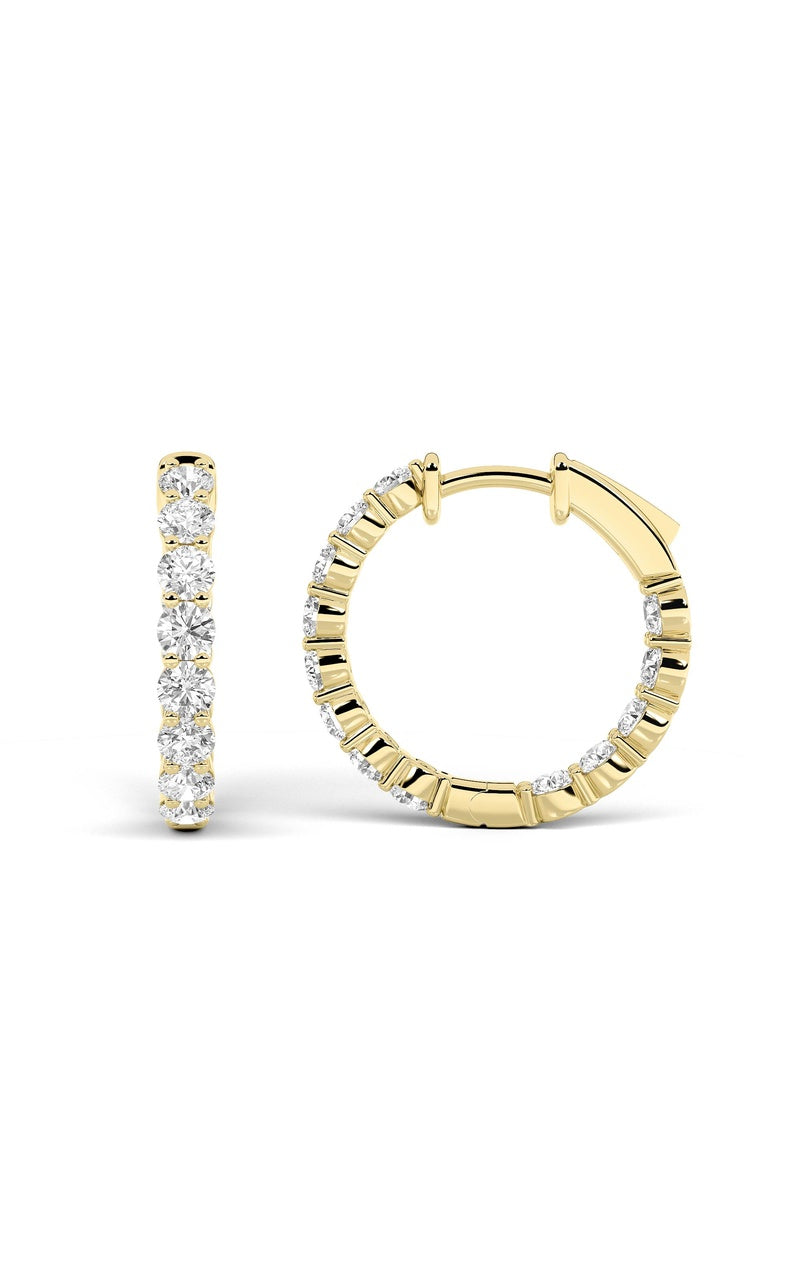4Cttw Round Shaped Lab Grown Diamond Inside Out Hoop Earrings in 14K Gold (F/VS)