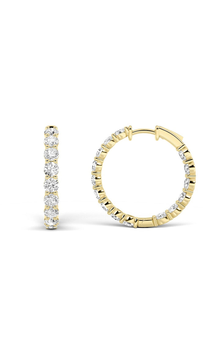 5Cttw Round Shaped Lab Grown Diamond Inside Out Hoop Earrings in 14K Gold (F/VS)