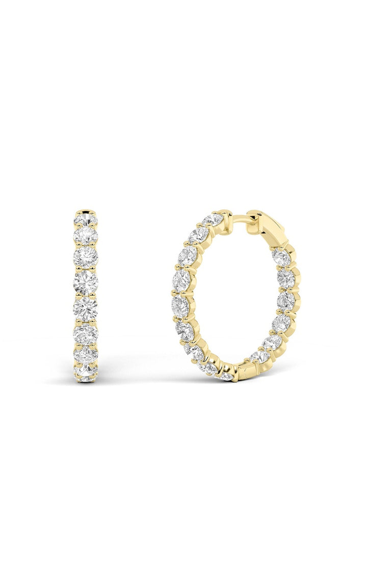 5Cttw Round Shaped Lab Grown Diamond Inside Out Hoop Earrings in 14K Gold (F/VS)