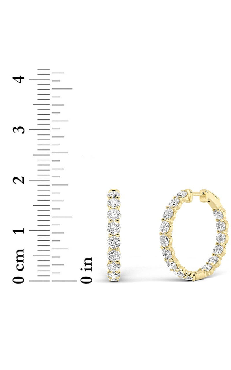 5Cttw Round Shaped Lab Grown Diamond Inside Out Hoop Earrings in 14K Gold (F/VS)
