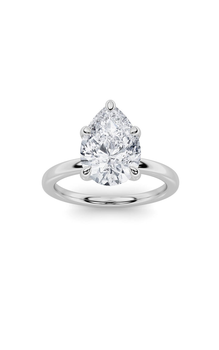 3Cttw Pear Shaped Lab Grown Diamond Classic Solitaire Ring in 14K Gold (F/VS)