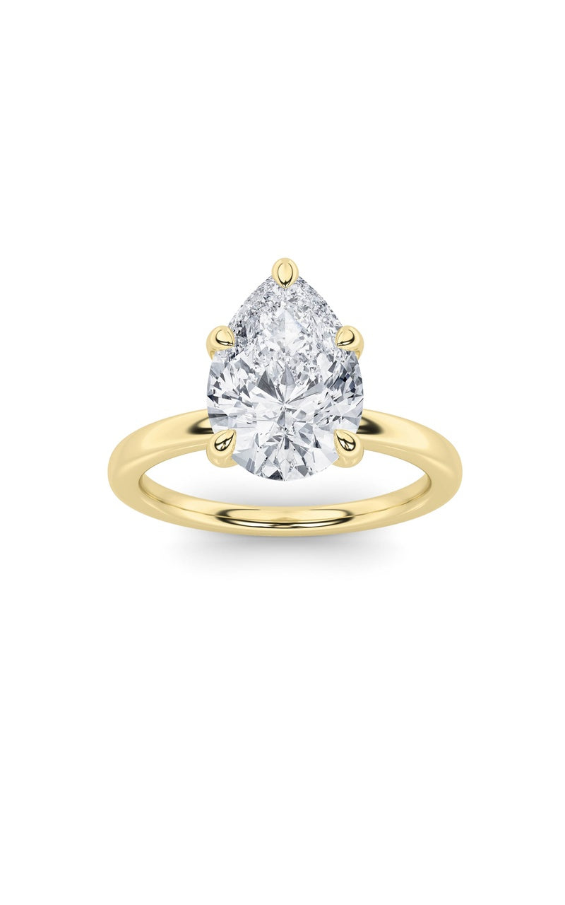 3Cttw Pear Shaped Lab Grown Diamond Classic Solitaire Ring in 14K Gold (F/VS)