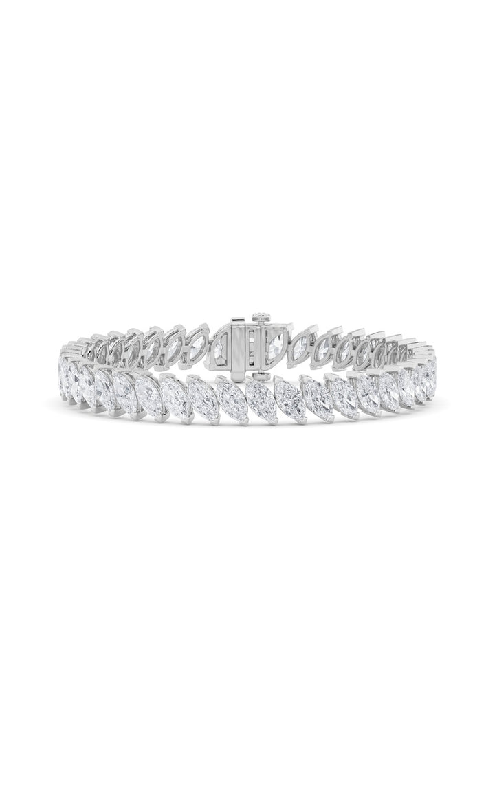 16.5Cttw Marquise Shaped Lab Grown Diamond (F/VS)Angled Line Bracelet in 14K Gold