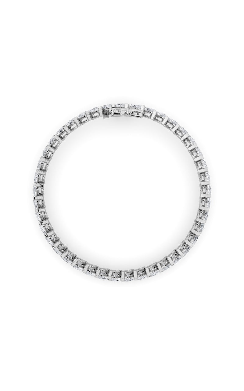 16.5Cttw Marquise Shaped Lab Grown Diamond (F/VS)Angled Line Bracelet in 14K Gold