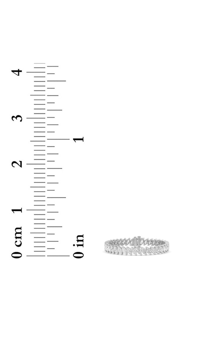 16.5CTW Marquise Shaped Lab Grown Diamond (F/VS) Angled Line Bracelet in 14K Gold