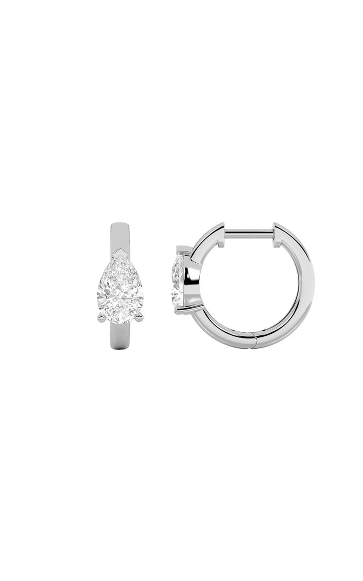1.5Cttw Pear Shaped Lab Grown Diamond (F/VS) Solitaire Huggie Earrings in 14K Gold