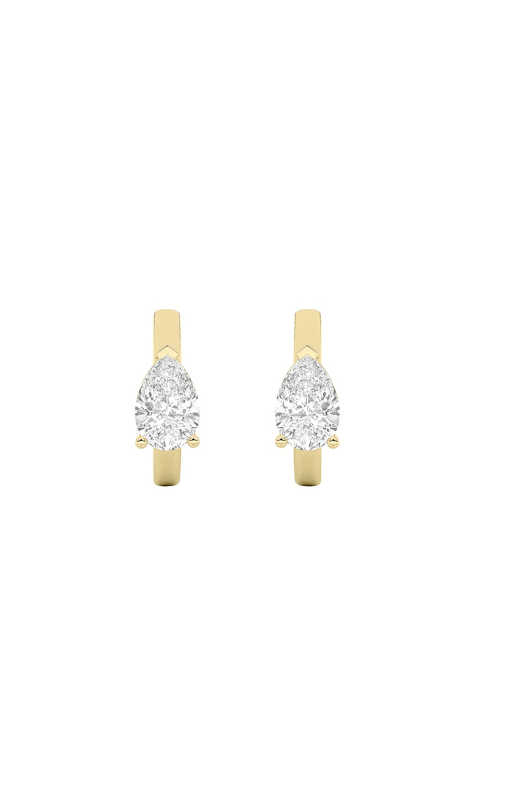 1.5Cttw Pear Shaped Lab Grown Diamond (F/VS) Solitaire Huggie Earrings in 14K Gold