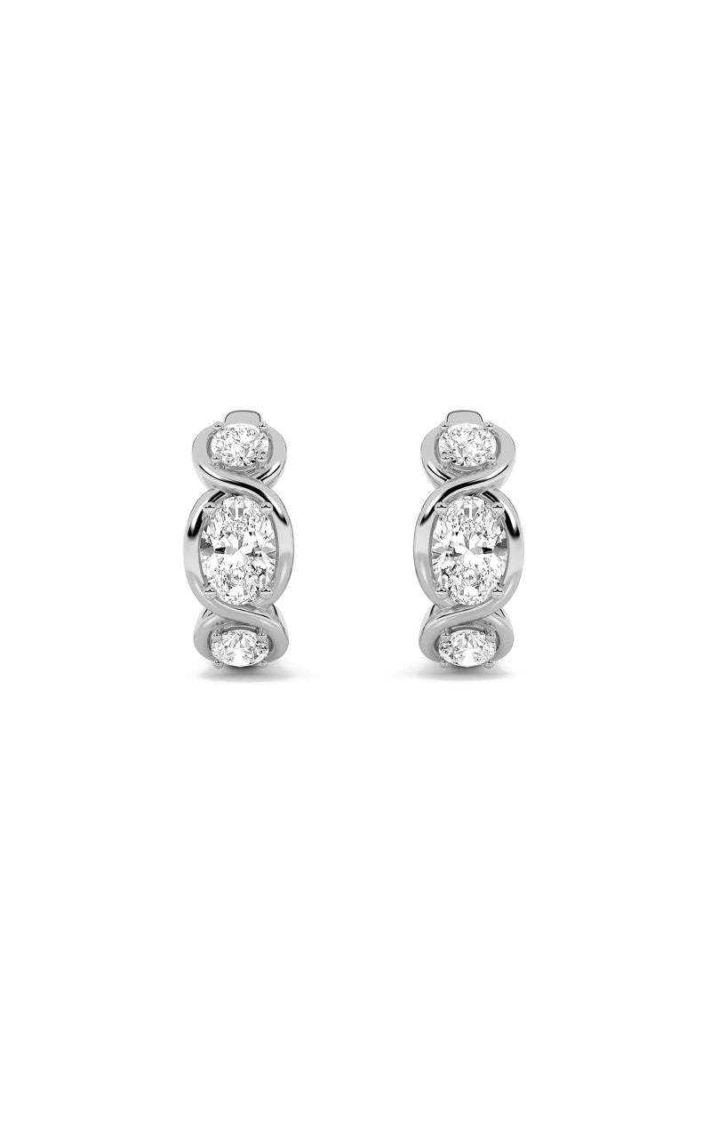 2.5Cttw Oval Shaped Lab Grown Diamond (F/VS) Three Stone Huggie Earrings in 14K Gold