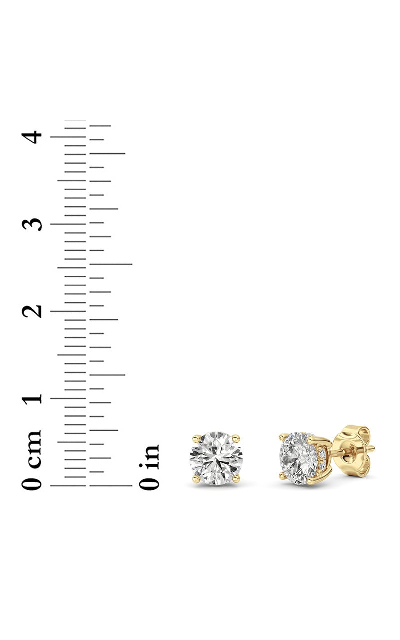 2Cttw Round Shaped Lab Grown Diamond (F/VS) Hidden Halo Stud Earrings in 14K Gold