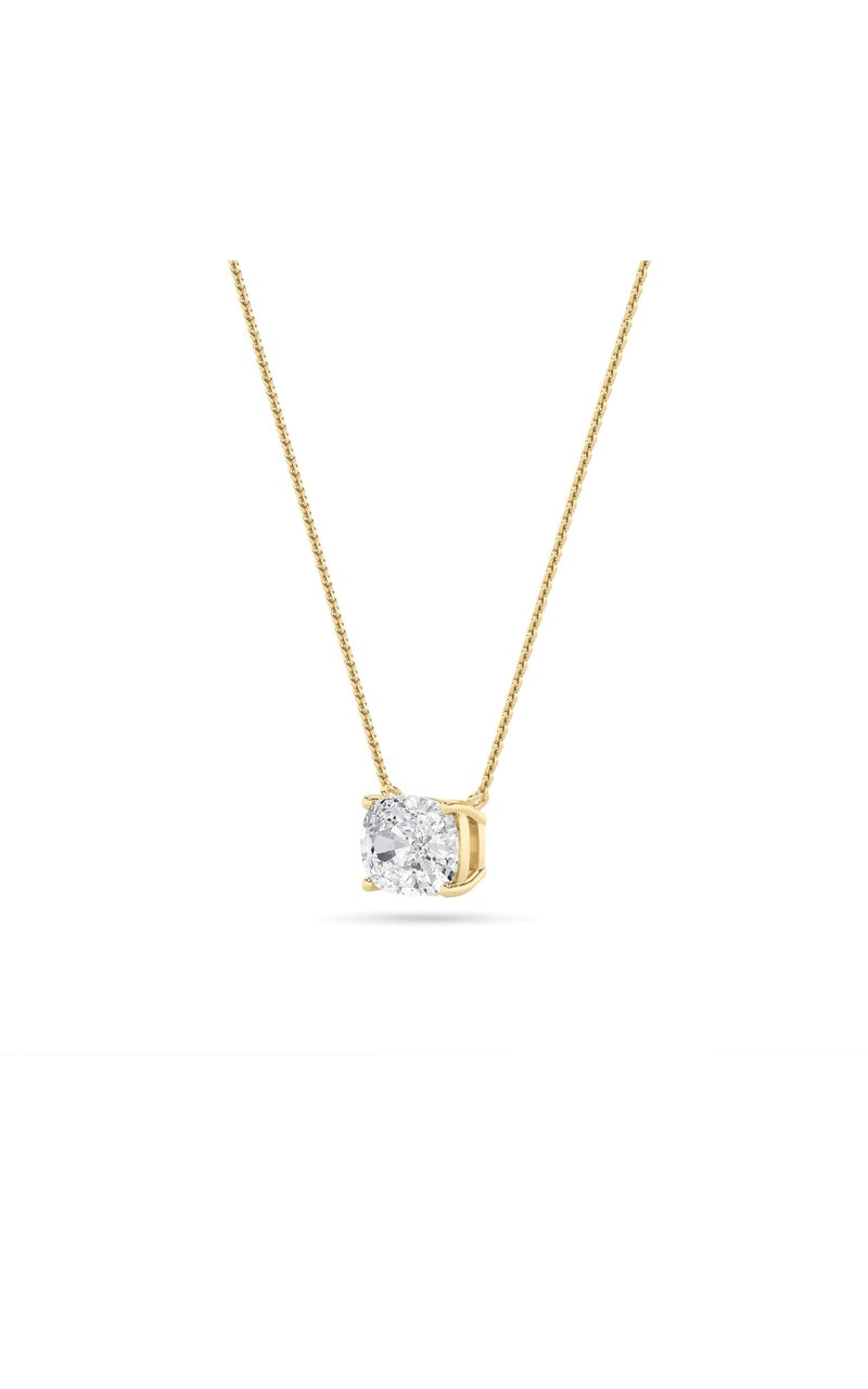 2Cttw Elongated Cushion Shaped Lab Grown Diamond (F/VS) East West Solitaire Necklace in 14K Gold