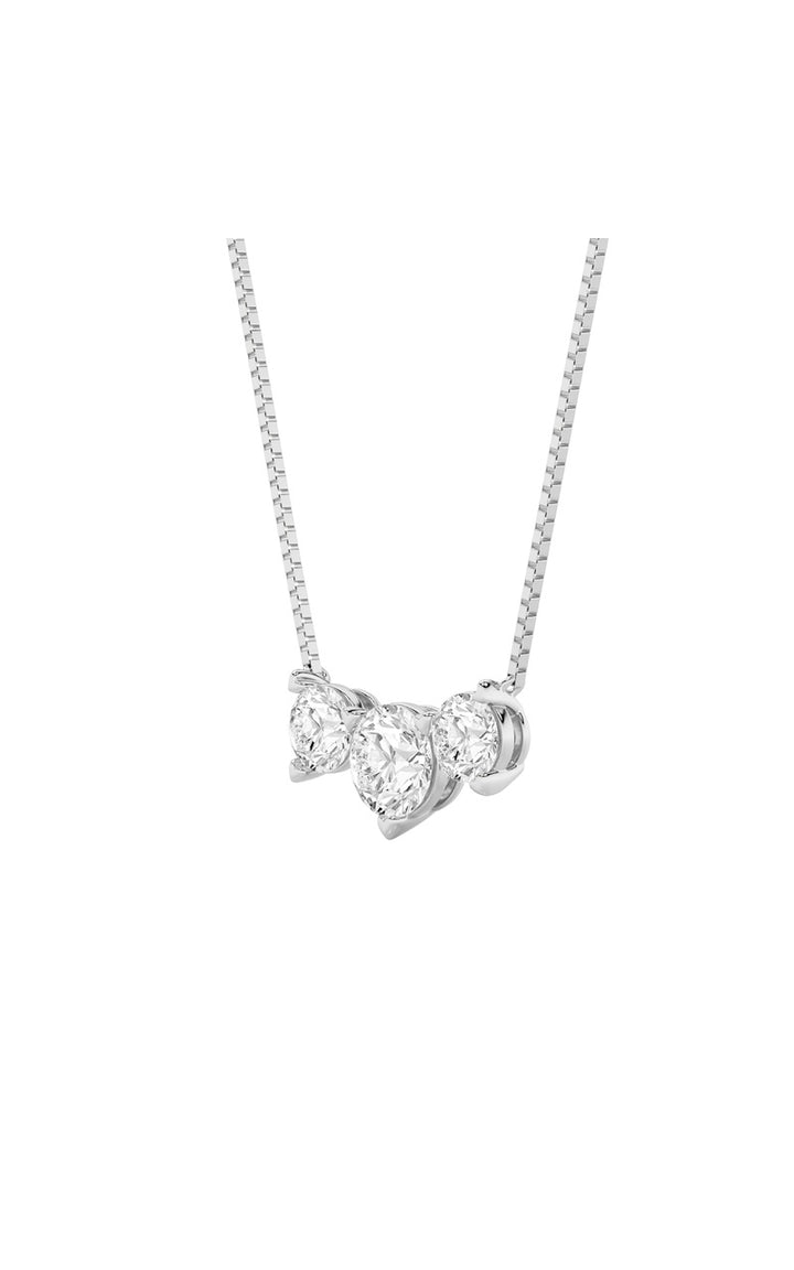 2Cttw Round Shaped Lab Grown Diamond (F/VS) ThreeStone Necklace in 14K Gold