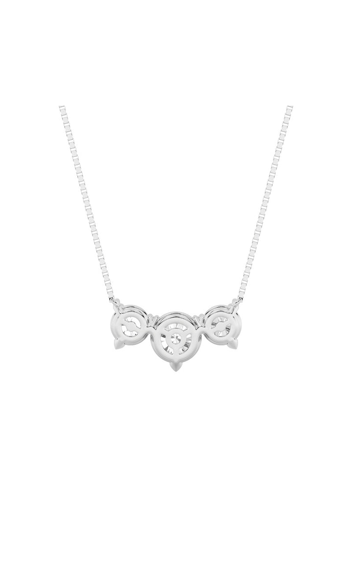 2Cttw Round Shaped Lab Grown Diamond (F/VS) Three Stone Necklace in 14K Gold