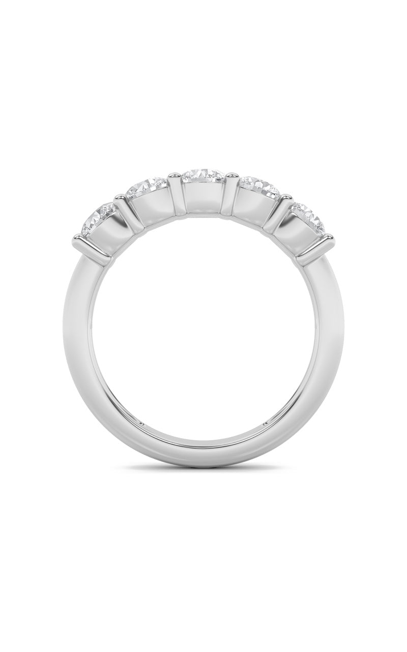 3Cttw Round Shaped Lab Grown Diamond (F/VS) Five Stone Band Ring in 14K White Gold