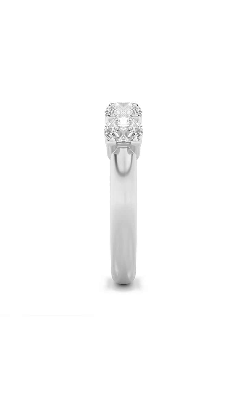 3Cttw Round Shaped Lab Grown Diamond (F/VS) Five Stone Band Ring in 14K White Gold