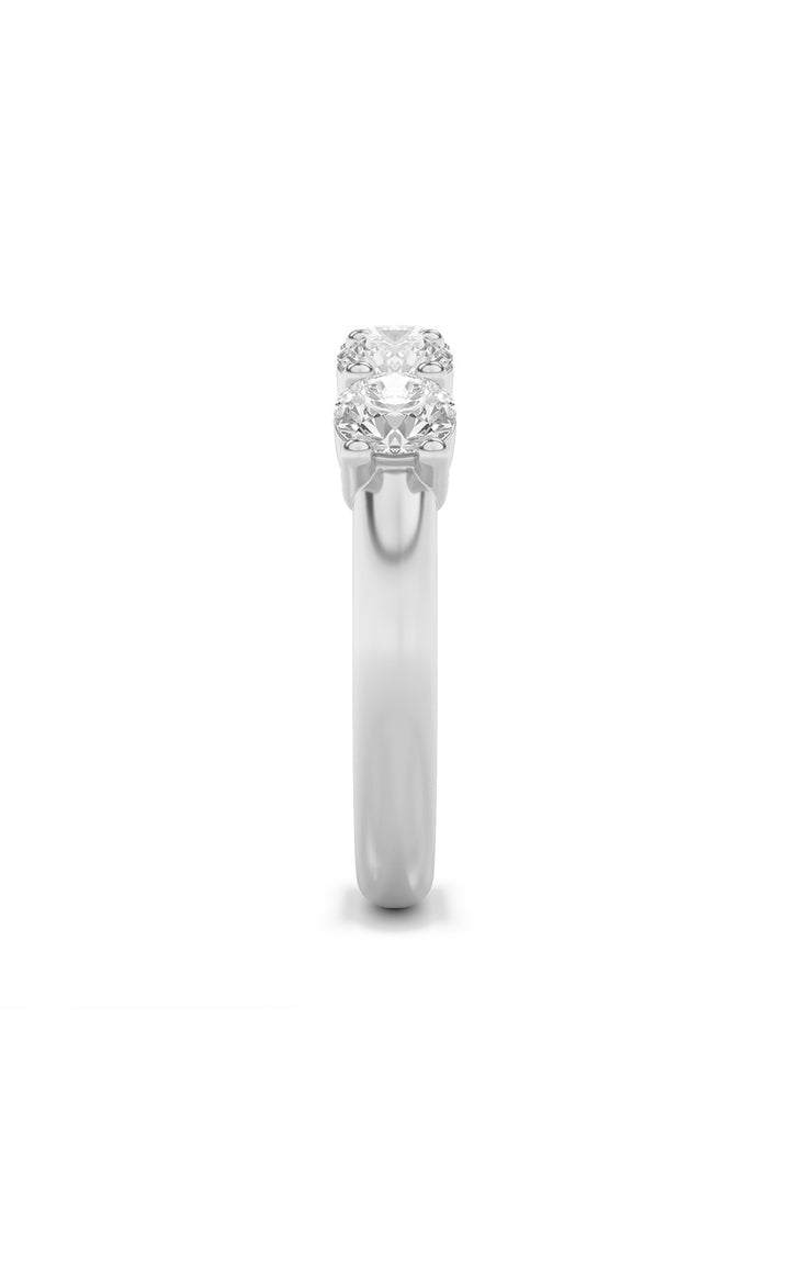 3Cttw Round Shaped Lab Grown Diamond (F/VS) Five Stone Band Ring in 14K White Gold