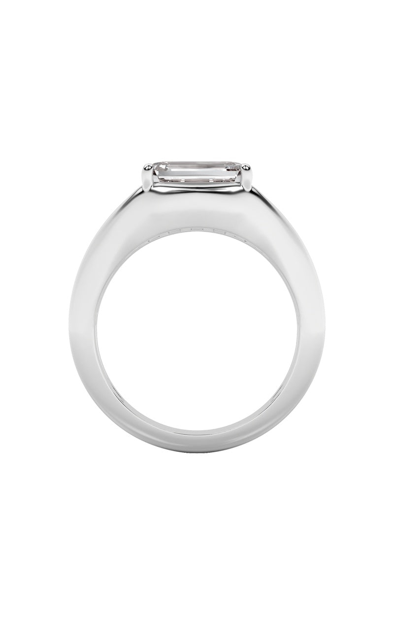 2Cttw Emerald Shaped Lab Grown Diamond (G/VS) East West Solitaire Ring in 14K Gold