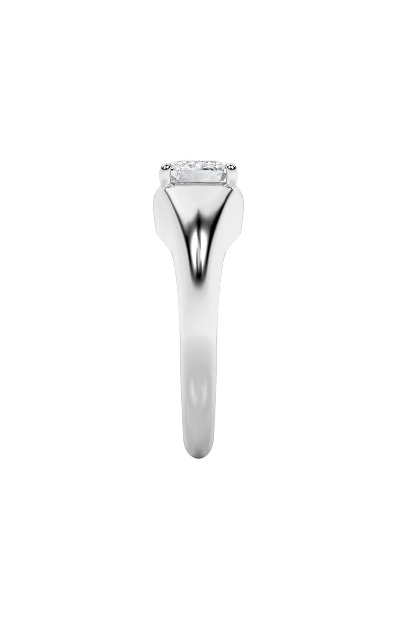 2Cttw Emerald Shaped Lab Grown Diamond (G/VS) East West Solitaire Ring in 14K Gold