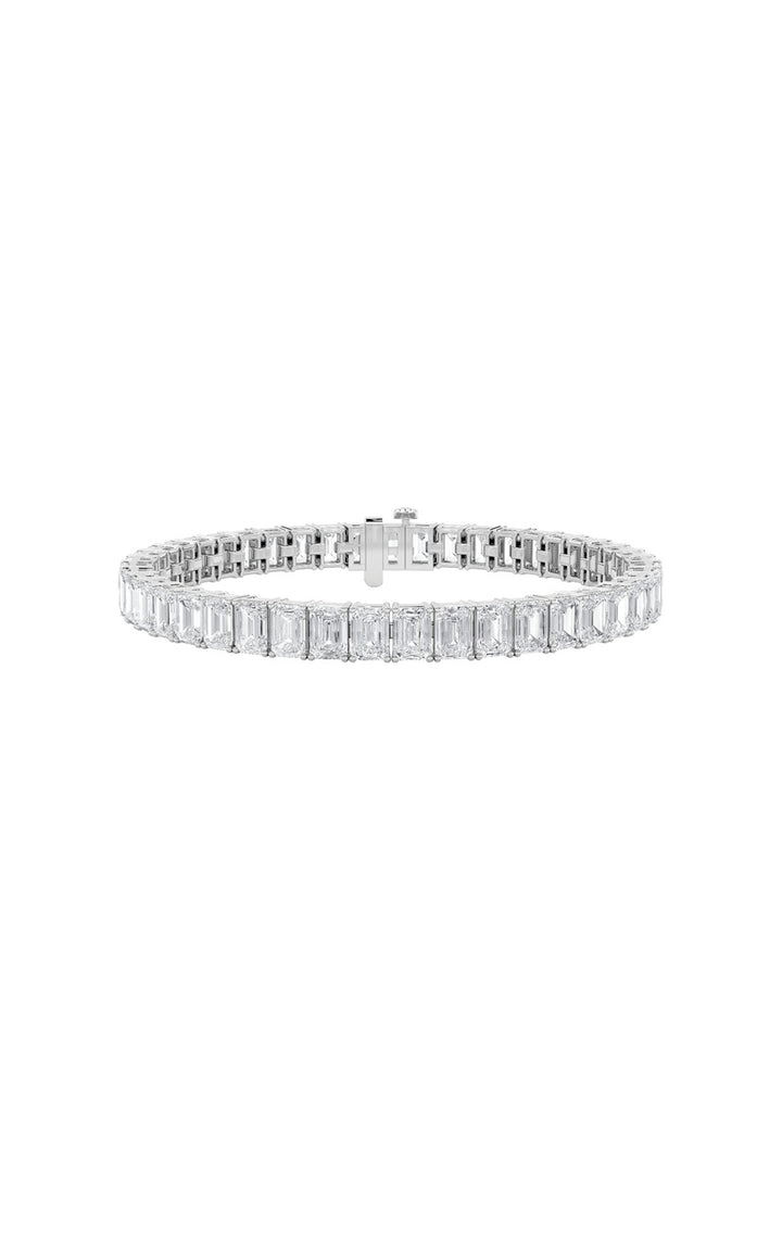 10Cttw Emerald Shaped Lab Grown Diamond (F/VS) Bracelet in 14K Gold