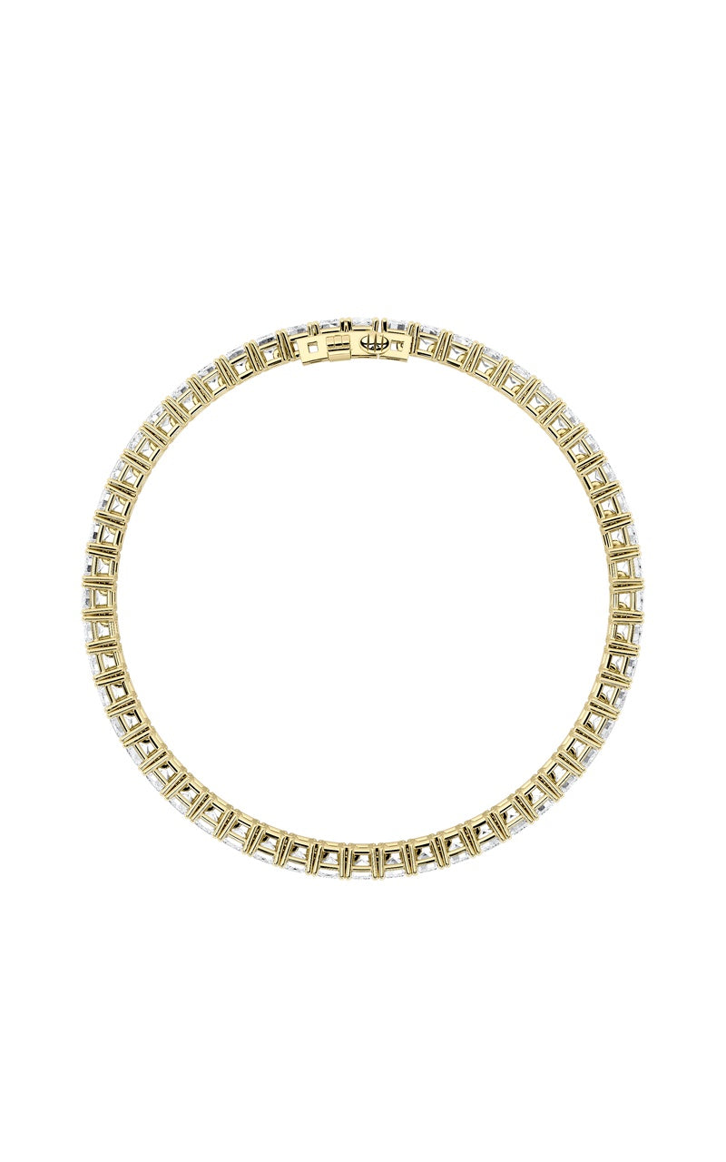 10Cttw Emerald Shaped Lab Grown Diamond (F/VS) Bracelet in 14K Gold