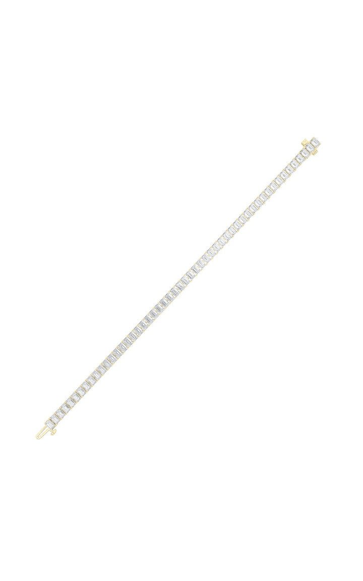 10Cttw Emerald Shaped Lab Grown Diamond (F/VS) Bracelet in 14K Gold