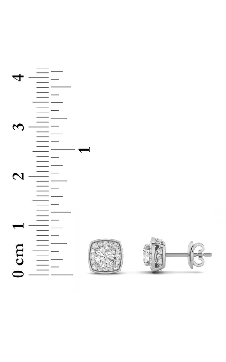 2Cttw Round Shaped Lab Grown Diamond (F/VS) Halo Stud Earrings in 14K Gold