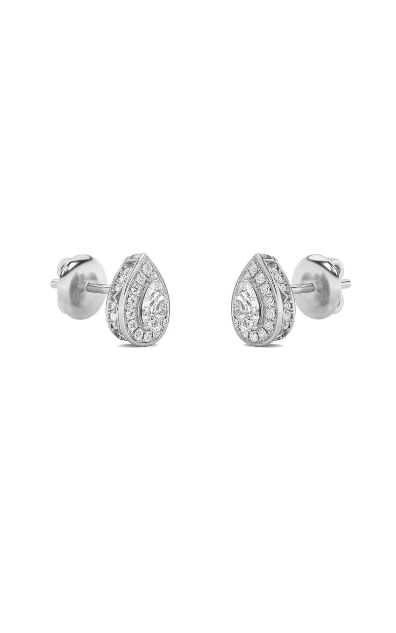 2Cttw Pear Shaped Lab Grown Diamond (F/VS) Halo Stud Earrings in 14K Gold