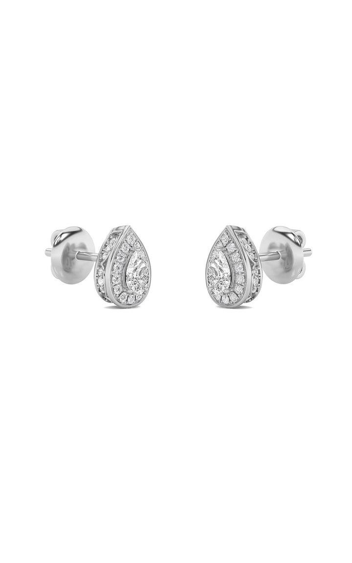 2Cttw Pear Shaped Lab Grown Diamond (F/VS) Halo Stud Earrings in 14K Gold