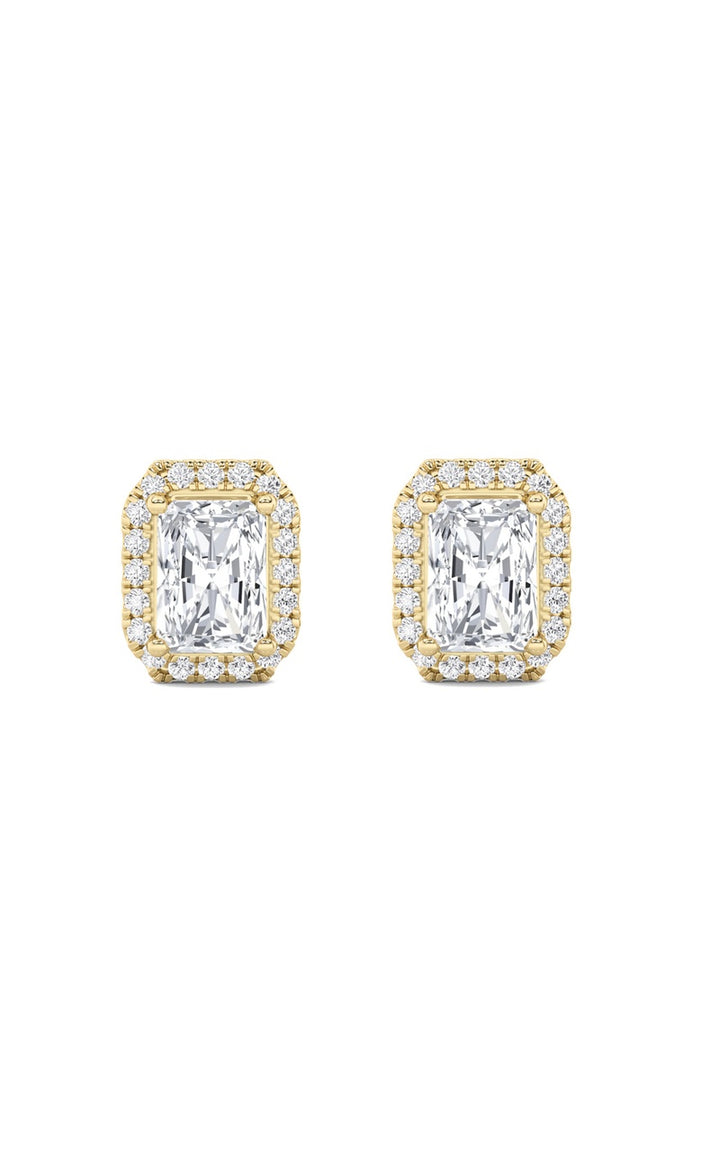 2Cttw Radiant Shaped Lab Grown Diamond (F/VS) Earrings in 14K Gold