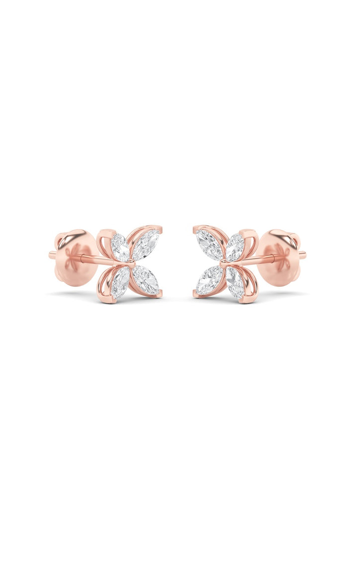 1.5Cttw Marquise Shaped Lab Grown Diamond (G/VS) Flower Earrings in 14K Gold