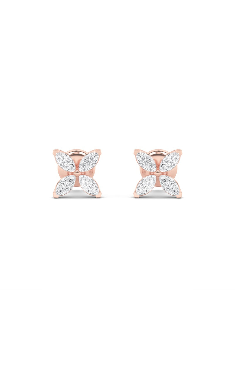 1.5Cttw Marquise Shaped Lab Grown Diamond (G/VS) Flower Earrings in 14K Gold
