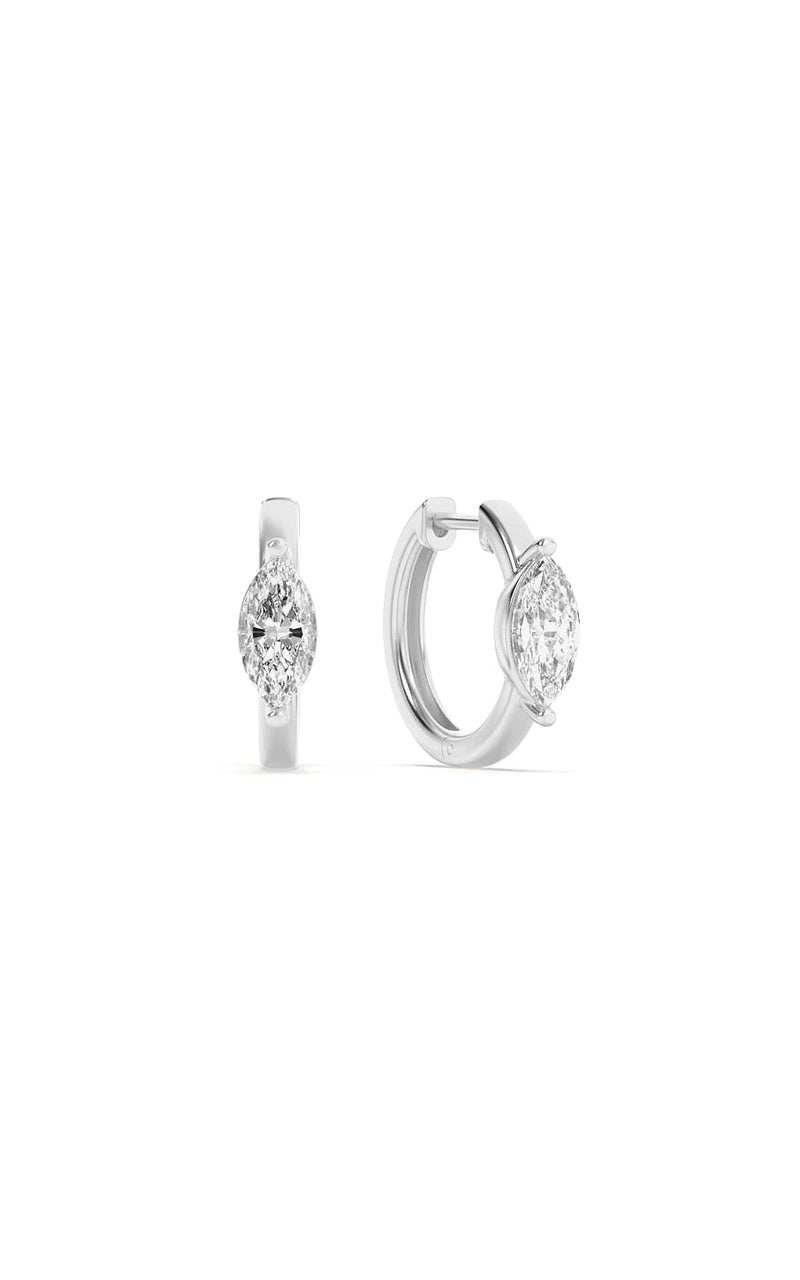 1.5Cttw Marquise Shaped Lab Grown Diamond (F/VS) Solitaire Huggie Earrings in 14K Gold