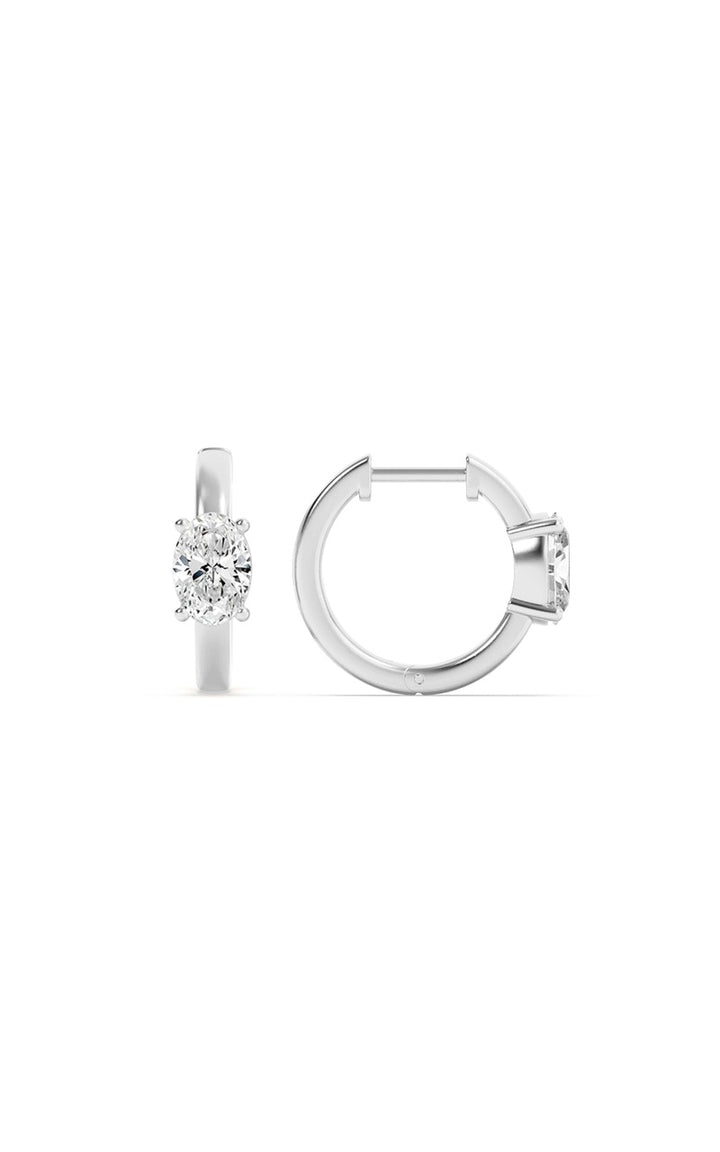1.5Cttw Oval Shaped Lab Grown Diamond (F/VS) Solitaire Huggie Earrings in 14K Gold