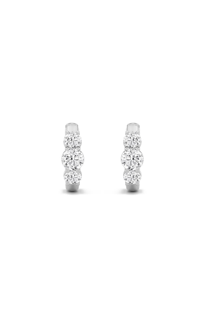 2Cttw Round Shaped Lab Grown Diamond (F/VS) ThreeStone Huggie Earrings in 10K Gold