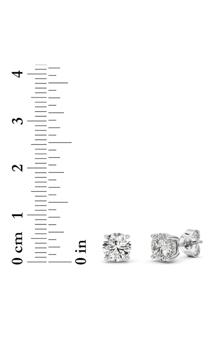 2Cttw Round Shaped Lab Grown Diamond (F/VS) Hidden Halo Stud Earrings in 14K Gold