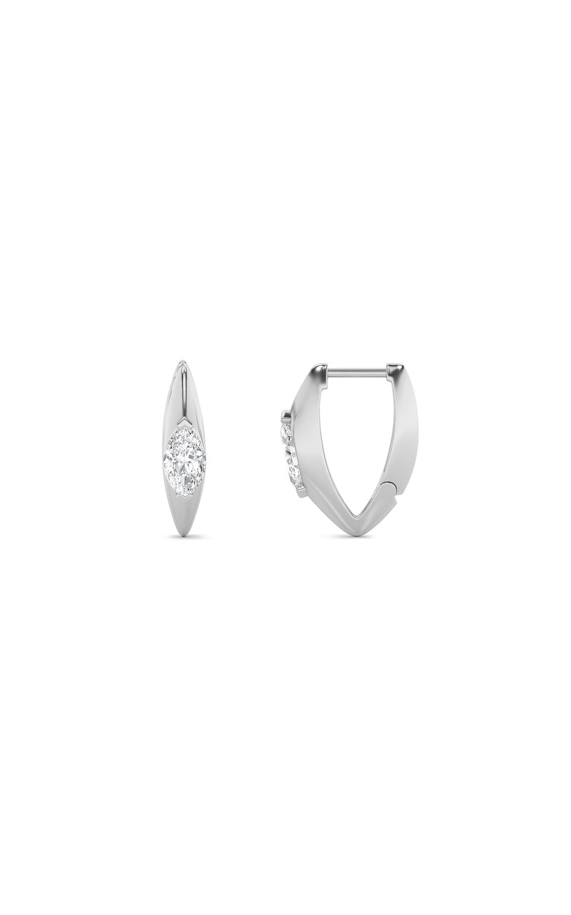 1Cttw Marquise Shaped Lab Grown Diamond (F/VS) Solitaire Huggie  Earrings in 14K Gold