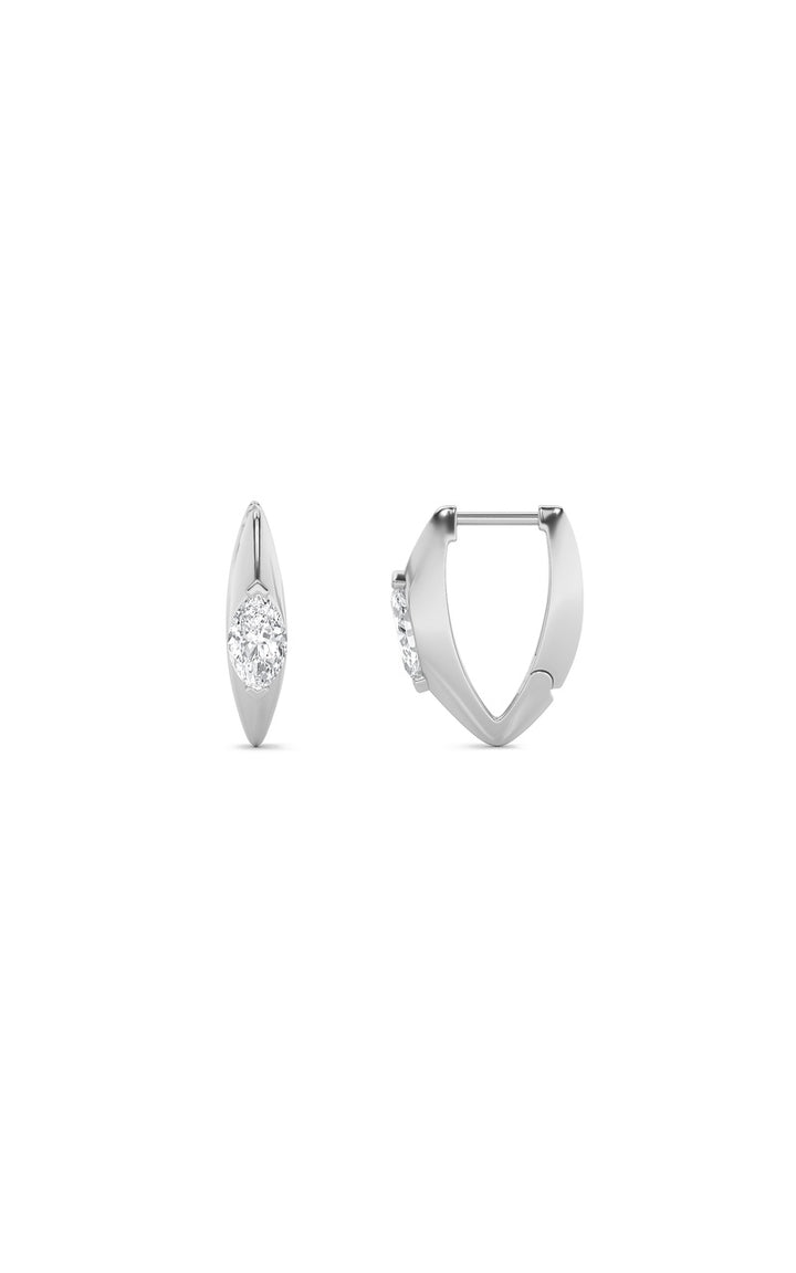 1Cttw Marquise Shaped Lab Grown Diamond (F/VS) Solitaire Huggie  Earrings in 14K Gold
