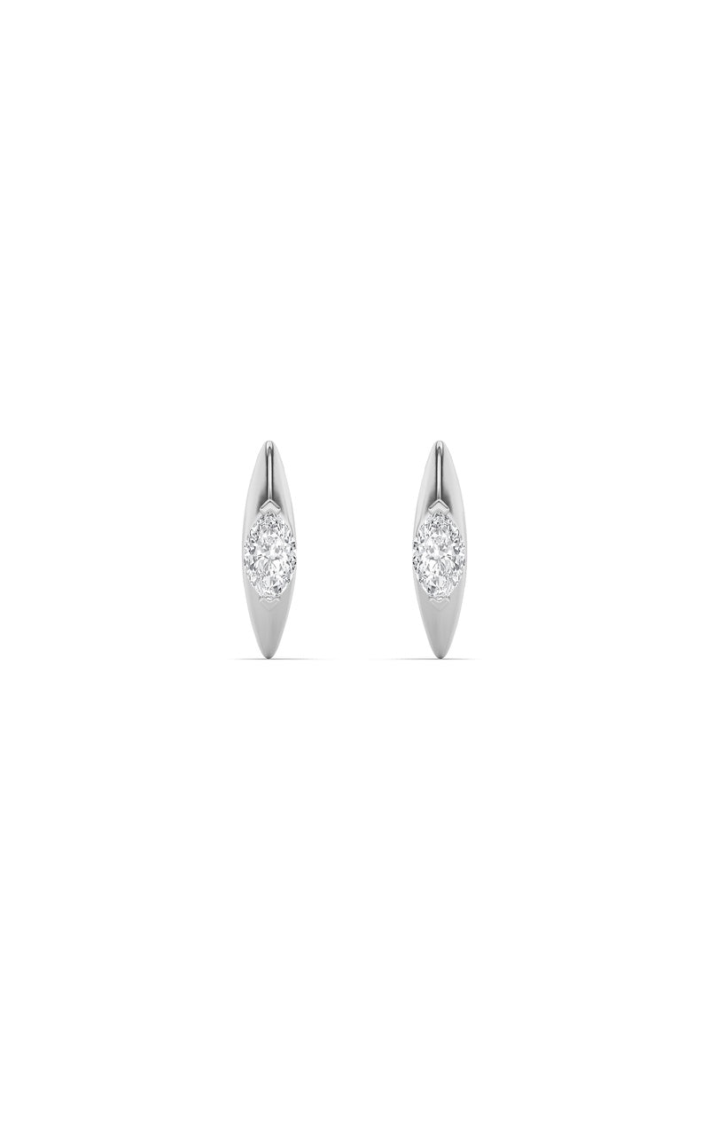 1Cttw Marquise Shaped Lab Grown Diamond (F/VS) Solitaire Huggie  Earrings in 14K Gold