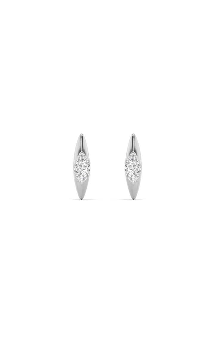 1Cttw Marquise Shaped Lab Grown Diamond (F/VS) Solitaire Huggie  Earrings in 14K Gold