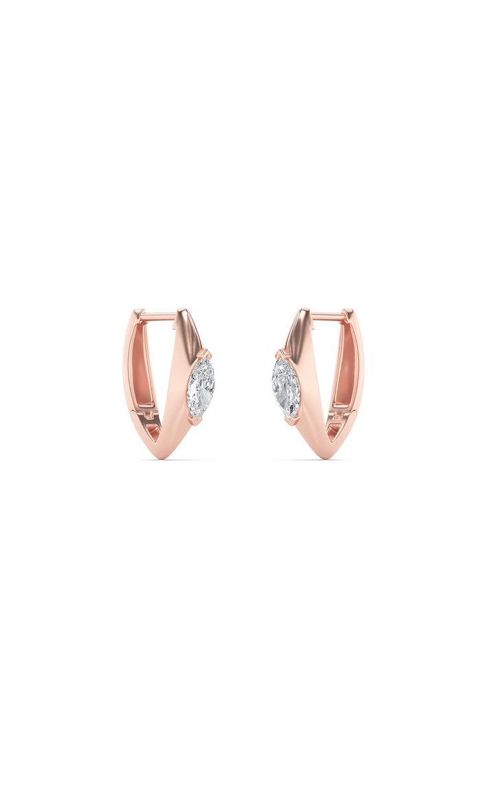 1Cttw Marquise Shaped Lab Grown Diamond (F/VS) Solitaire Huggie  Earrings in 14K Gold
