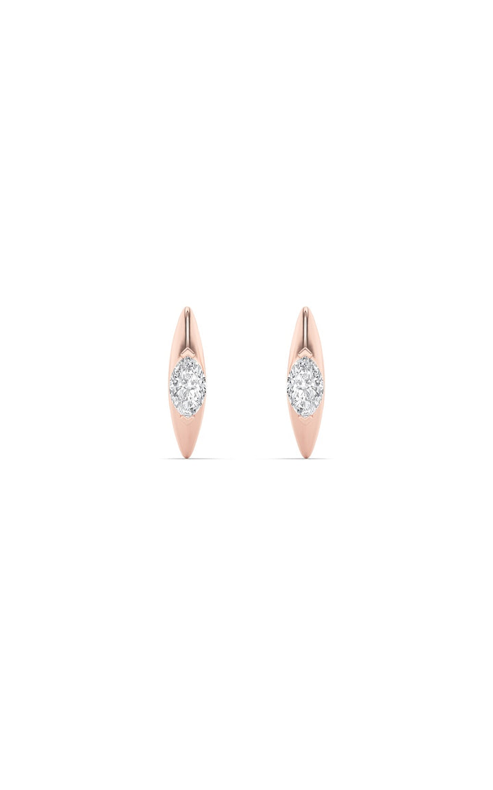 1Cttw Marquise Shaped Lab Grown Diamond (F/VS) Solitaire Huggie  Earrings in 14K Gold