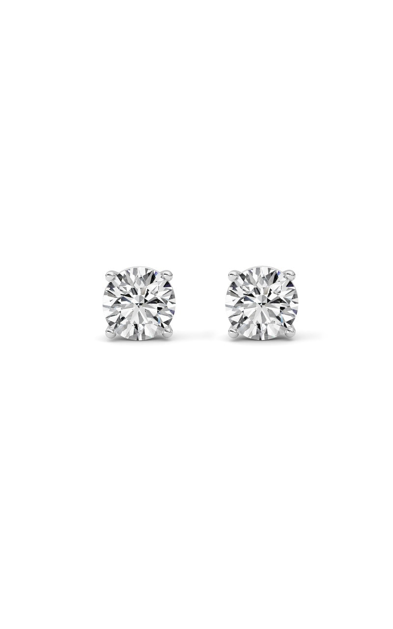 4Cttw Round Shaped Lab Grown Diamond (G/VS) Stud Earrings in 14K White Gold