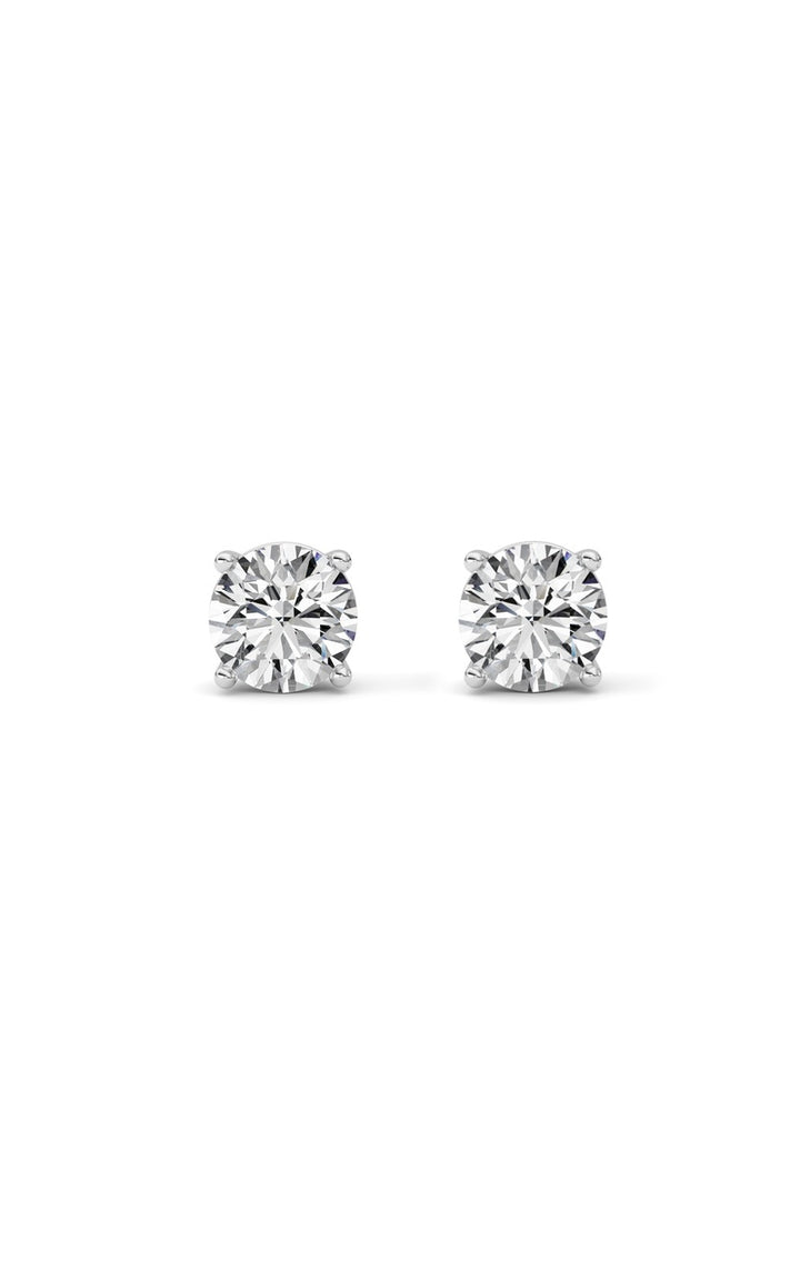4Cttw Round Shaped Lab Grown Diamond (G/VS) Stud Earrings in 14K White Gold
