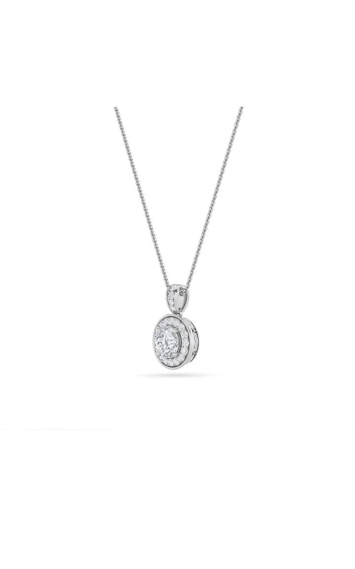1.25Cttw Round Shaped Lab Grown Diamond (F/VS) Halo Pendant in 14K Gold