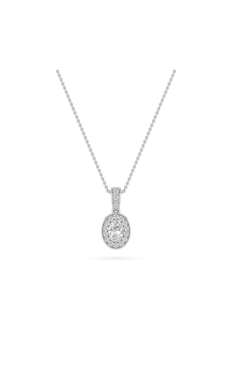 1.25Cttw Oval Shaped Lab Grown Diamond (F/VS) Halo Pendant in 14K Gold