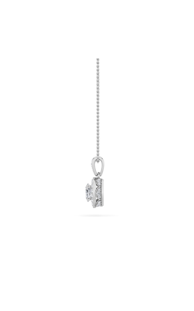 1.25Cttw Oval Shaped Lab Grown Diamond (F/VS) Halo Pendant in 14K Gold
